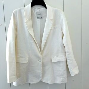 Abercrombie & Fitch White Linen Blend Blazer